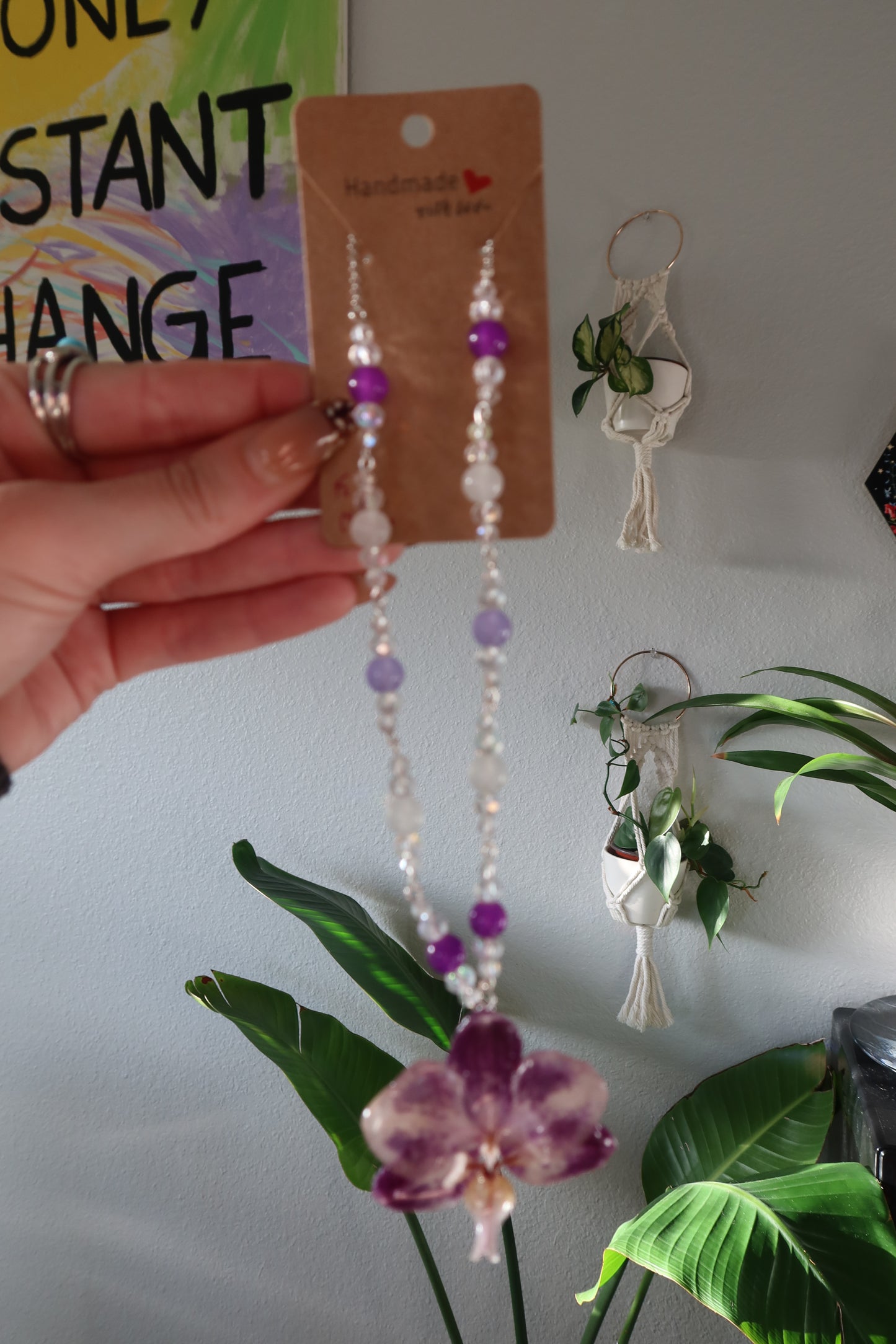 Spotted Purple Orchid Bloom Necklace