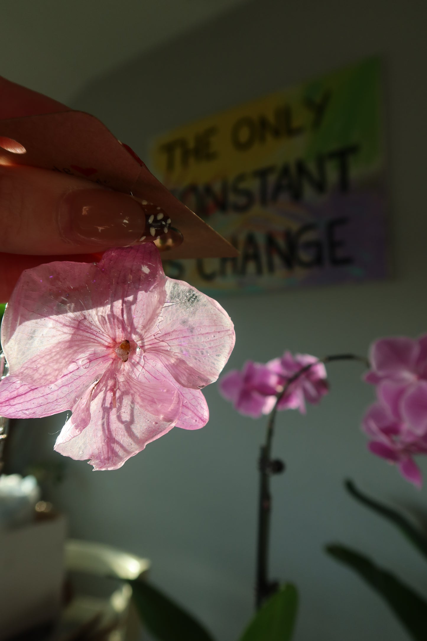 Purple Orchid Bloom Necklace Silver chain