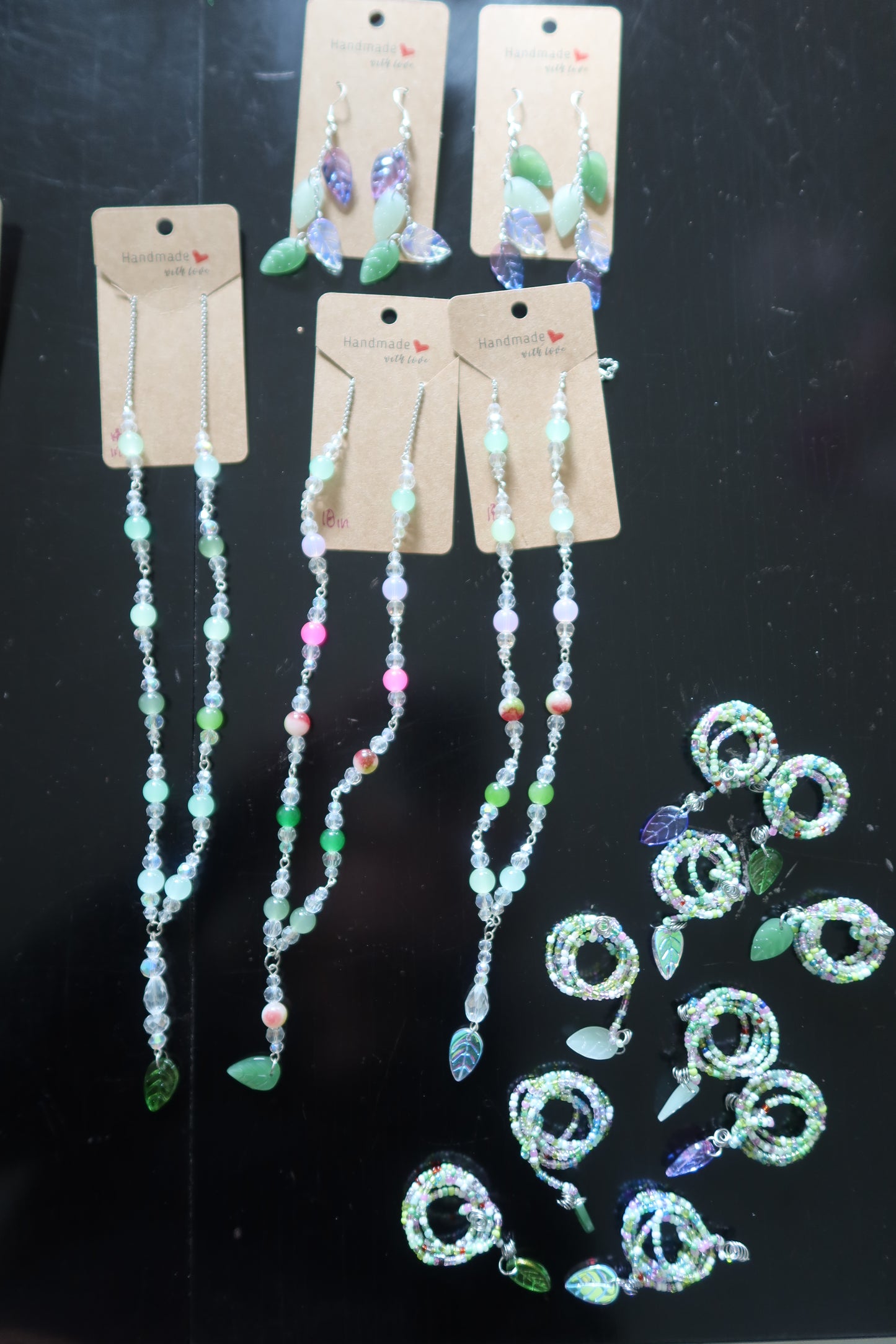 Glass Leaf Beaded Necklaces – 18 in