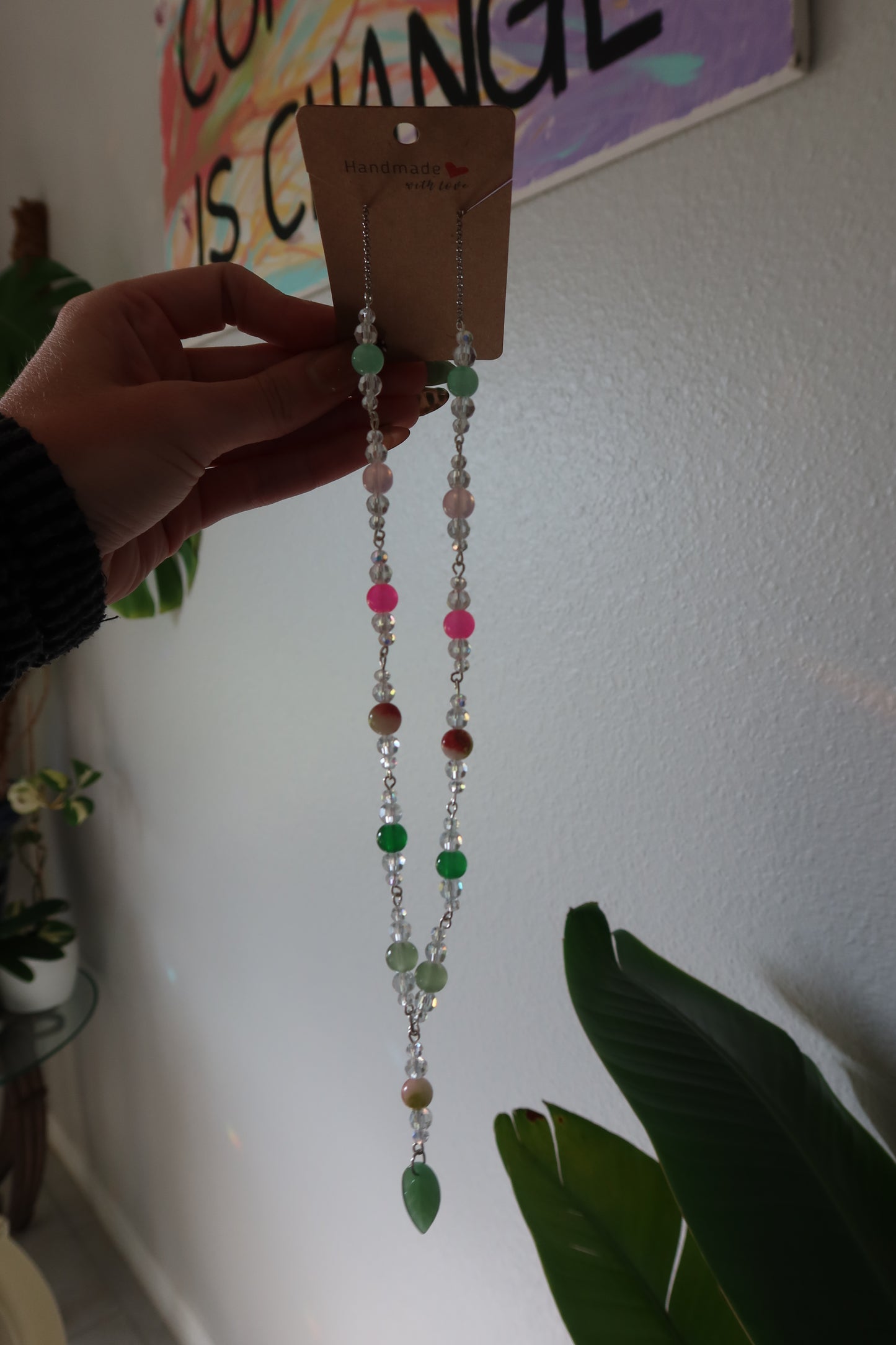 Glass Leaf Beaded Necklaces – 18 in