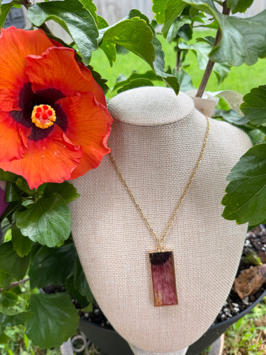 Hibiscus Rectangle Necklace in Gold