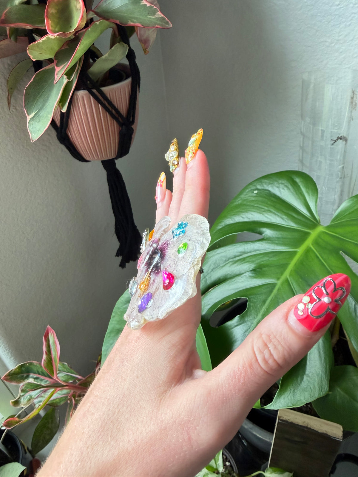 Blush Hibiscus Statement Ring