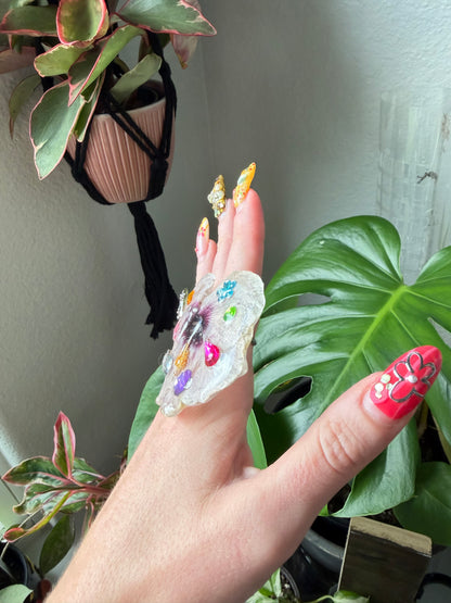 Blush Hibiscus Statement Ring