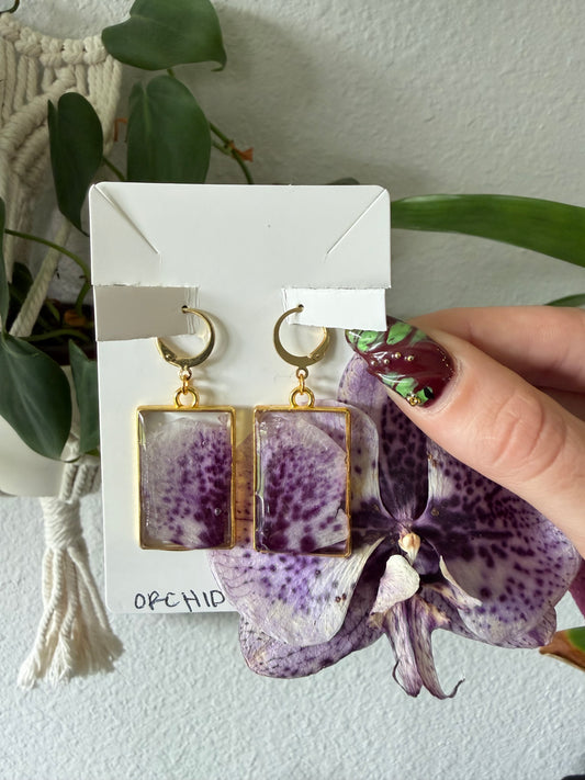 Orchid Rectangle Earrings in Gold