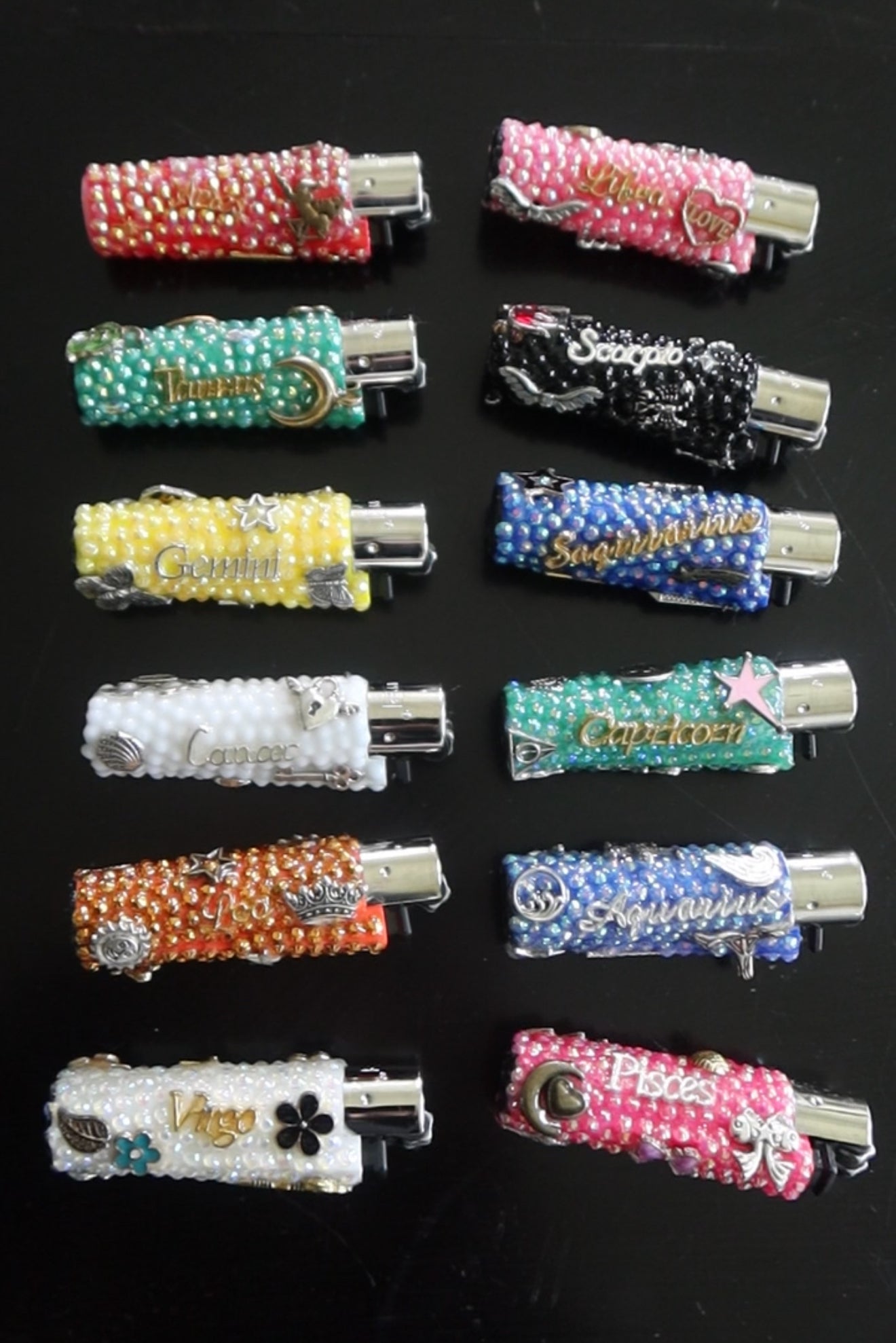 Hand Decorated Zodiac Lighters Refillable Clippers
