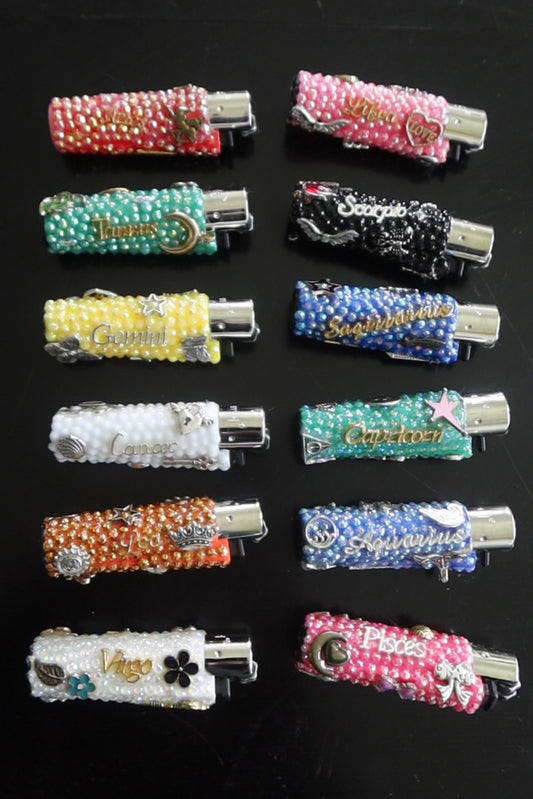 Hand Decorated Zodiac Lighters Refillable Clippers
