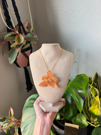 Metallic Gold Orchid Bloom Necklace