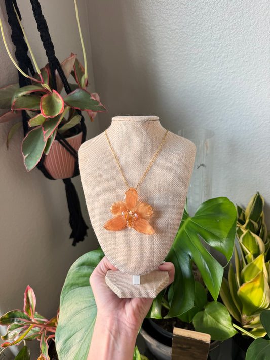 Metallic Gold Orchid Bloom Necklace