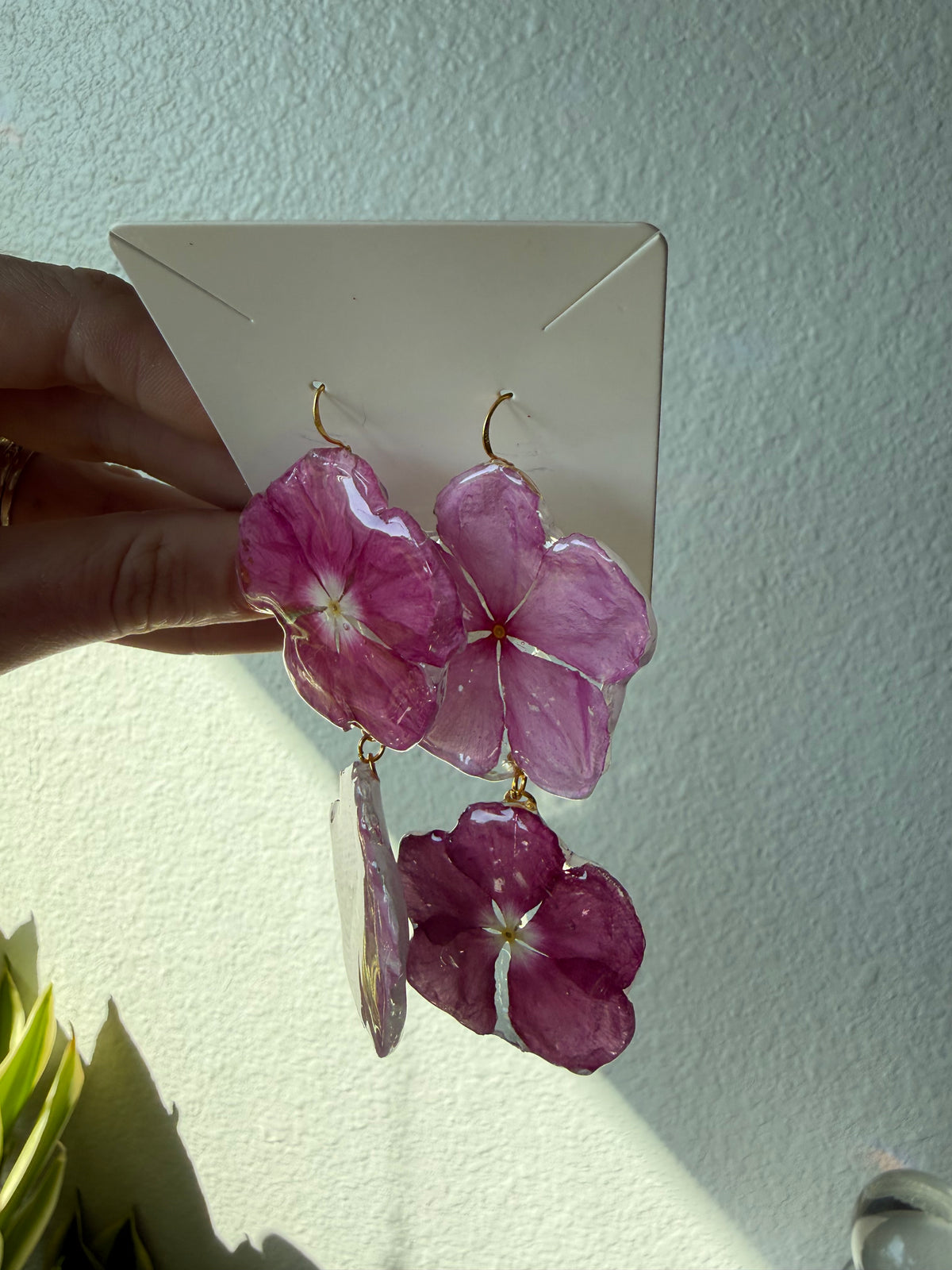 Cora Double Drop Earrings, Magenta Ombré on Gold
