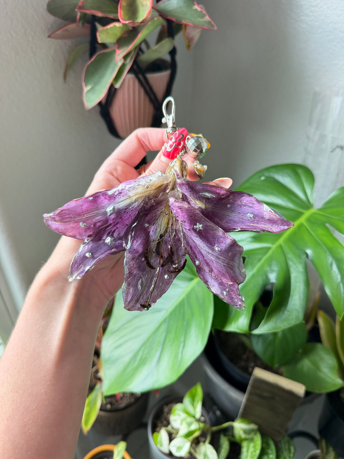 Amethyst Lily Disco Bloom Purse Charm