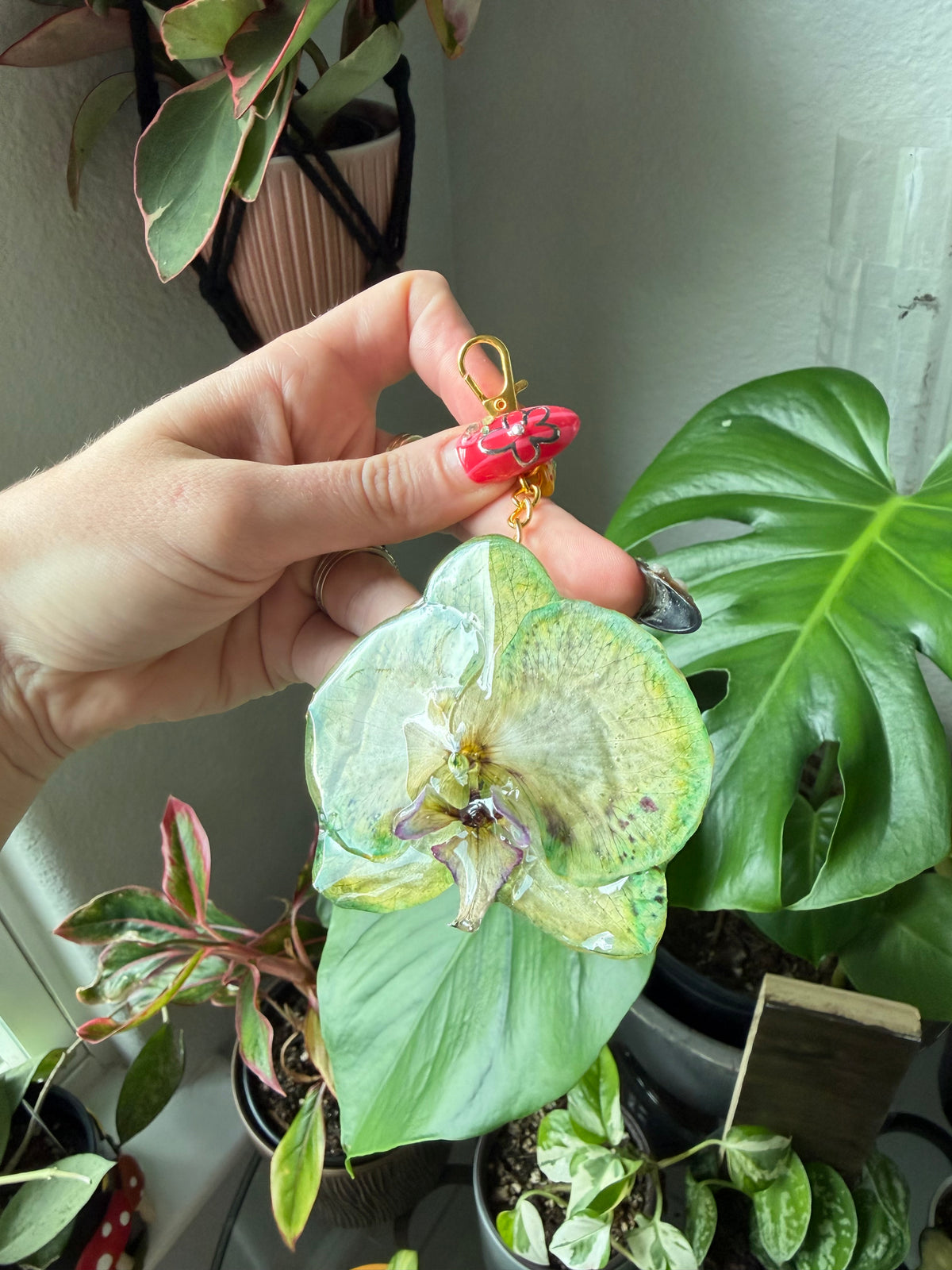 Lime Orchid Purse Charm