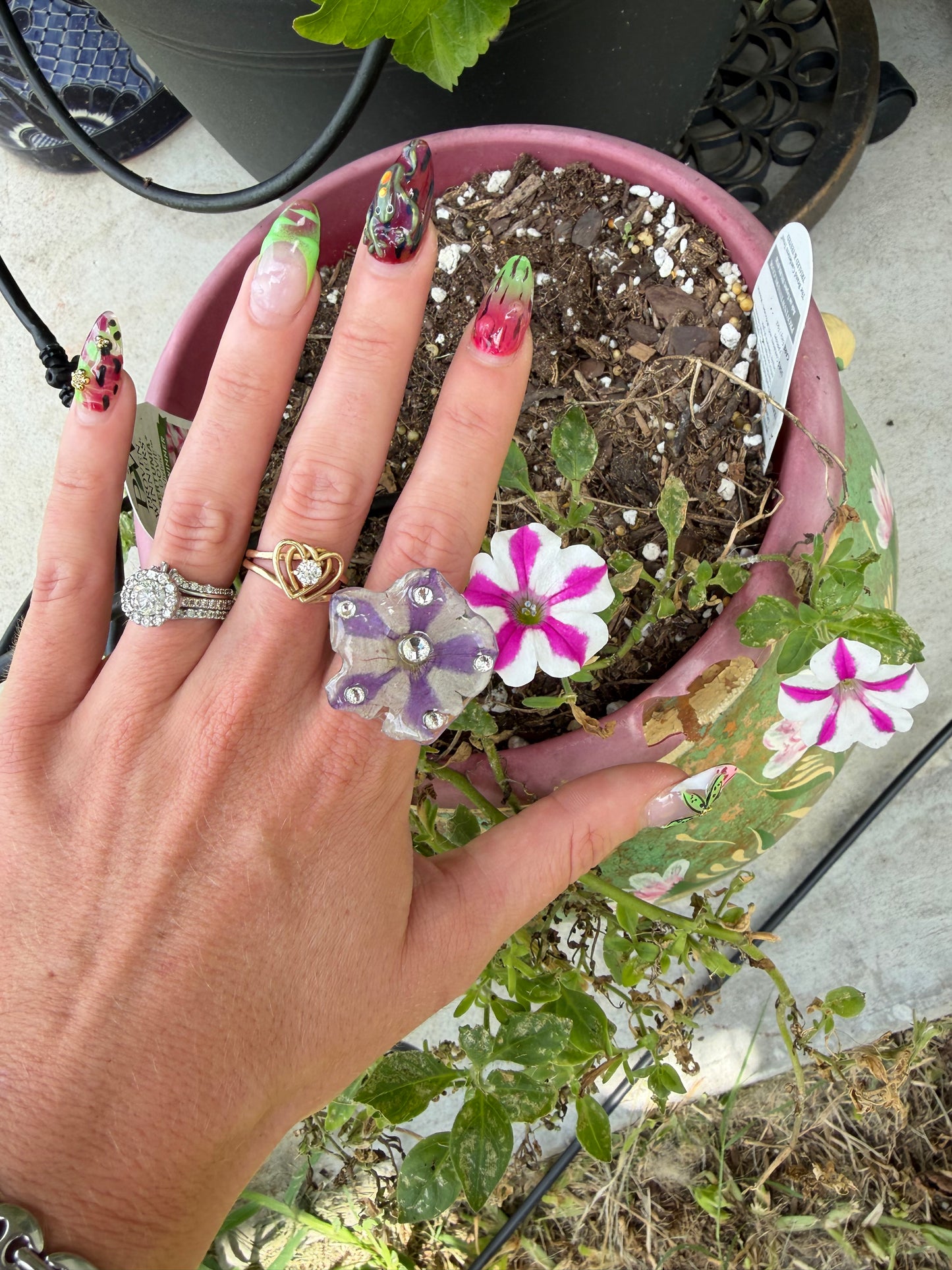 Lavender Bloom Plumeria Ring | Adjustable Stainless Steel Gold Finish