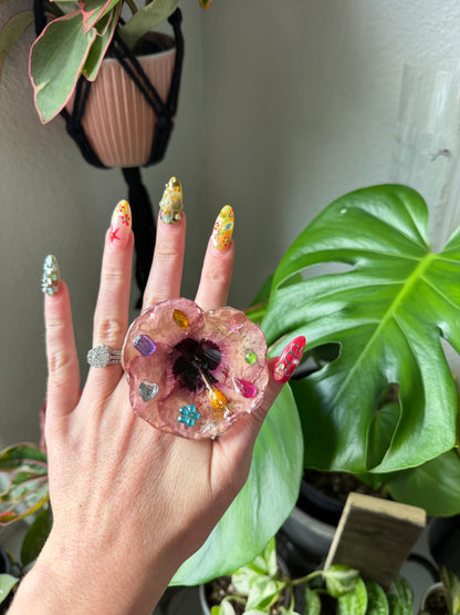 Rosé Hibiscus Statement Ring