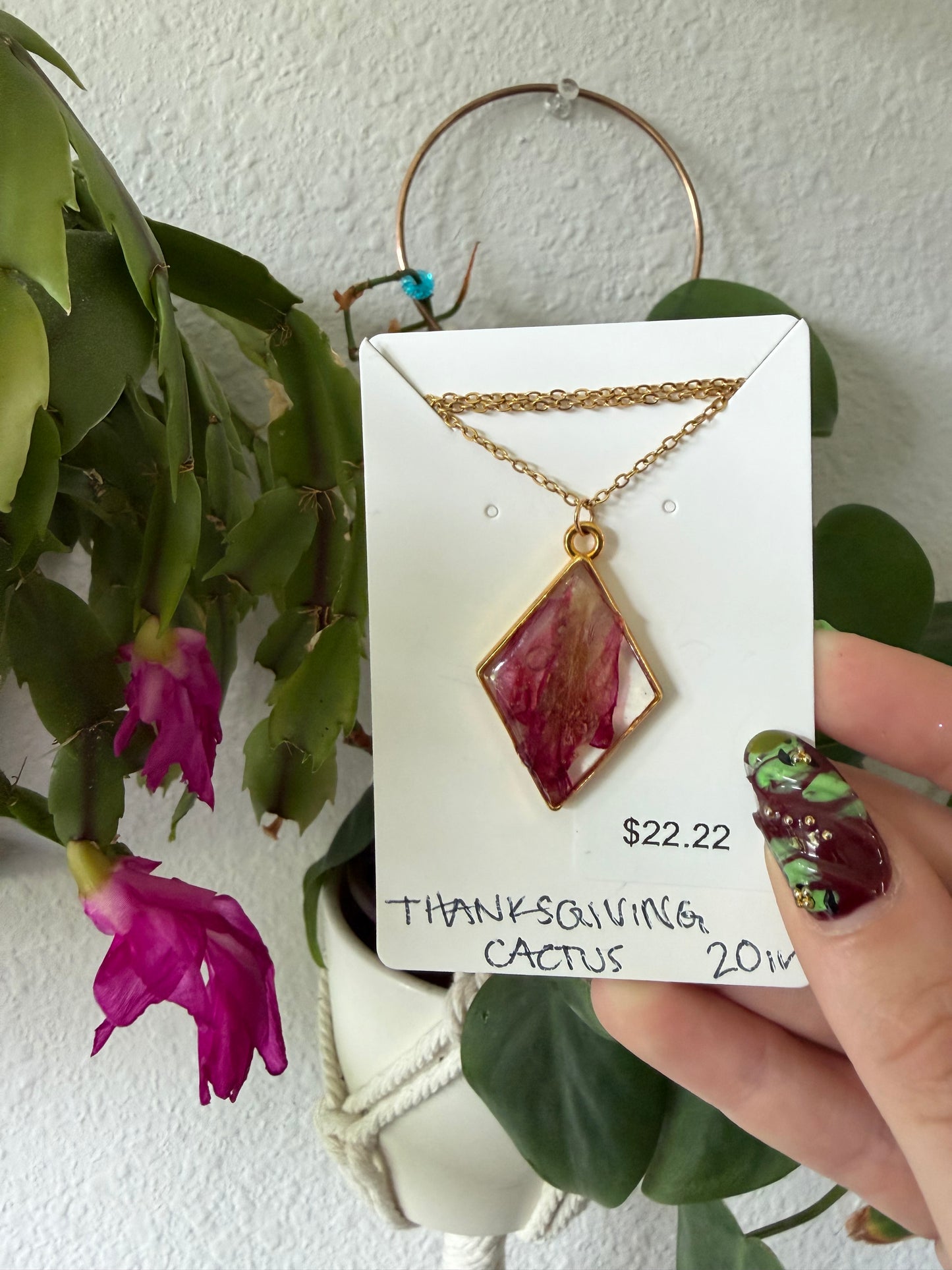 Thanksgiving Cactus Diamond Necklace in Gold