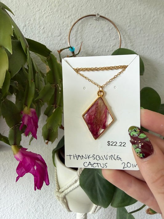 Thanksgiving Cactus Diamond Necklace in Gold