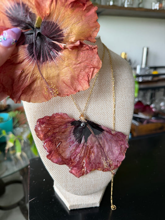 Dark Wine Hibiscus Necklace