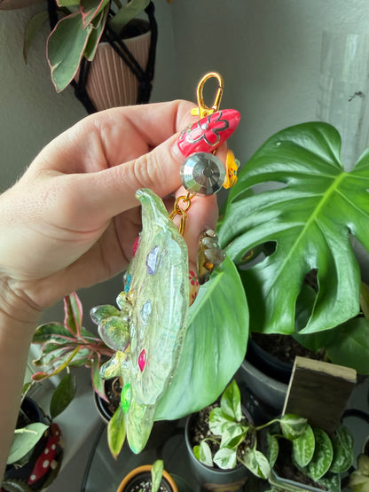 Lime Speckle Orchid Disco Bloom Purse Charm
