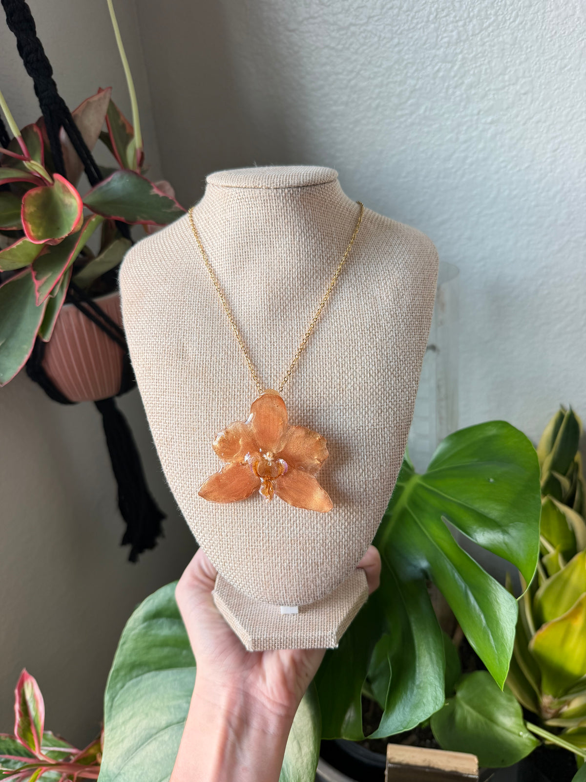 Metallic Gold Orchid Bloom Necklace