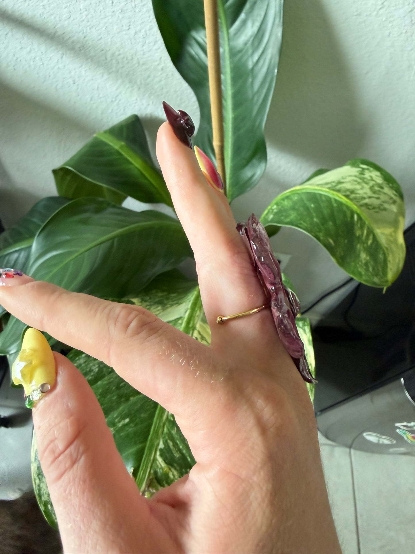 Mandevilla Bling Ring - Adjustable on gold stainless steel band