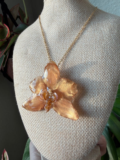 Metallic Gold Orchid Bloom Necklace