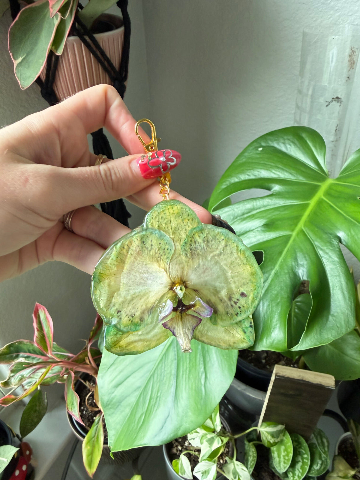 Lime Orchid Purse Charm
