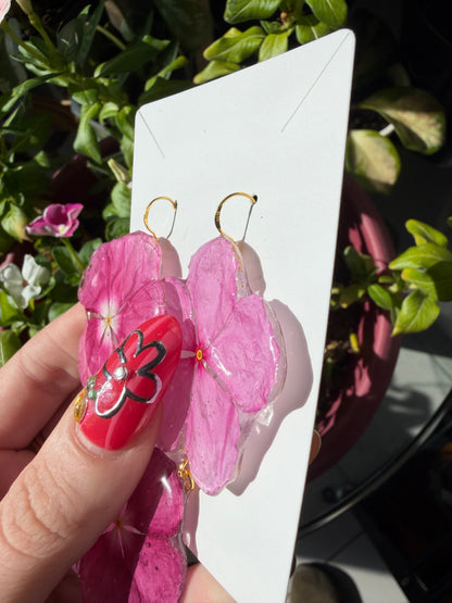 Cora Double Drop Earrings, Magenta Ombré on Gold