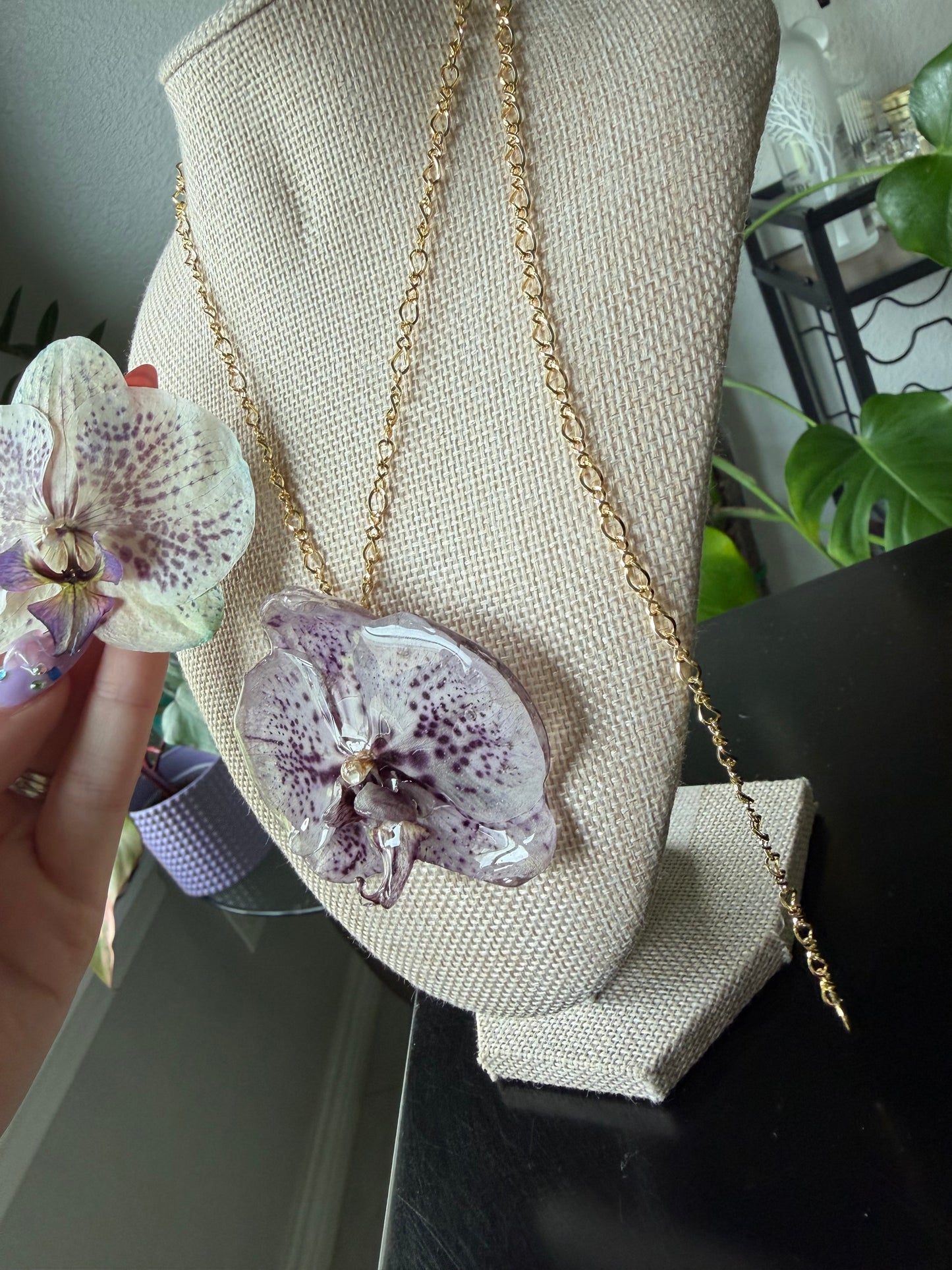 Lavender Speckled Orchid Necklace