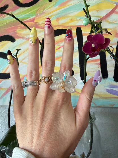 White Orchid Bloom Ring