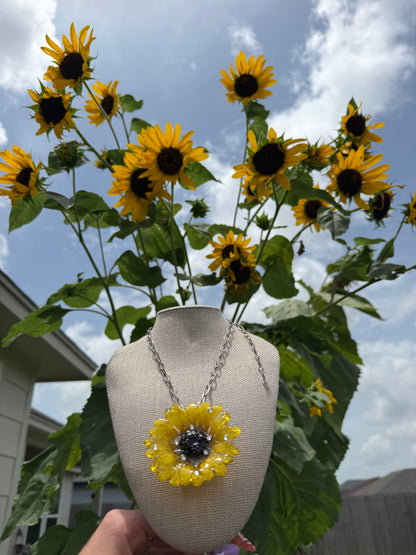 Sunflower Bling Necklace on 304 stainless steel chain