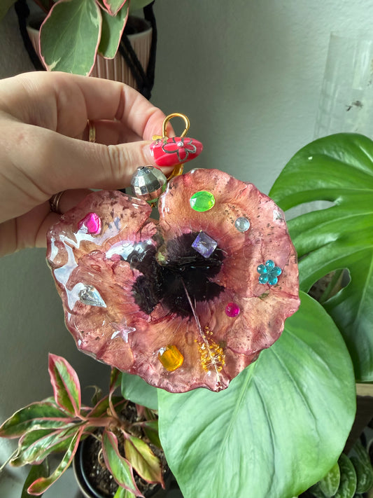 Blush Hibiscus Disco Bloom Purse Charm