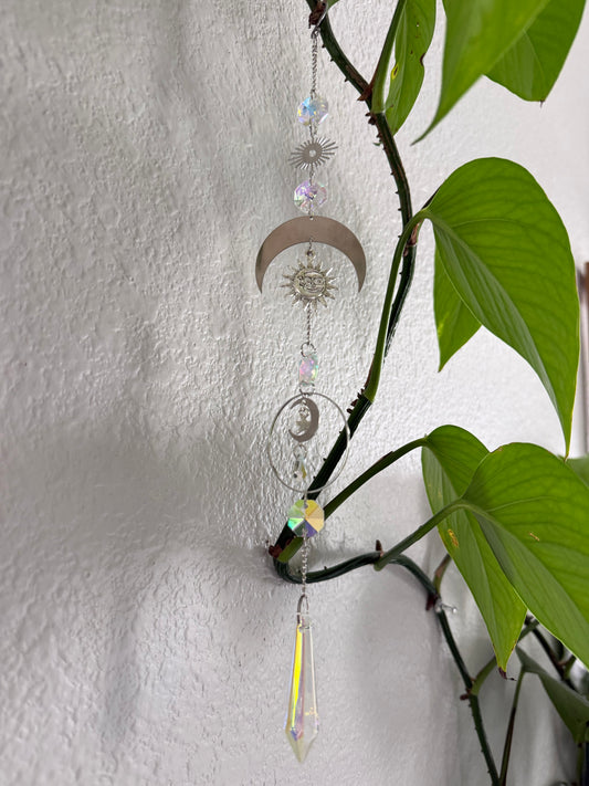 Celestial Sun and Moon Suncatcher Silver