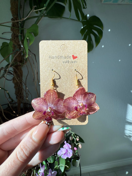 Striped Orchid Bloom Earrings