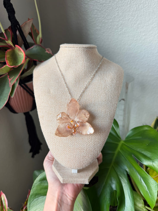 Metallic Silver Orchid Bloom Necklace