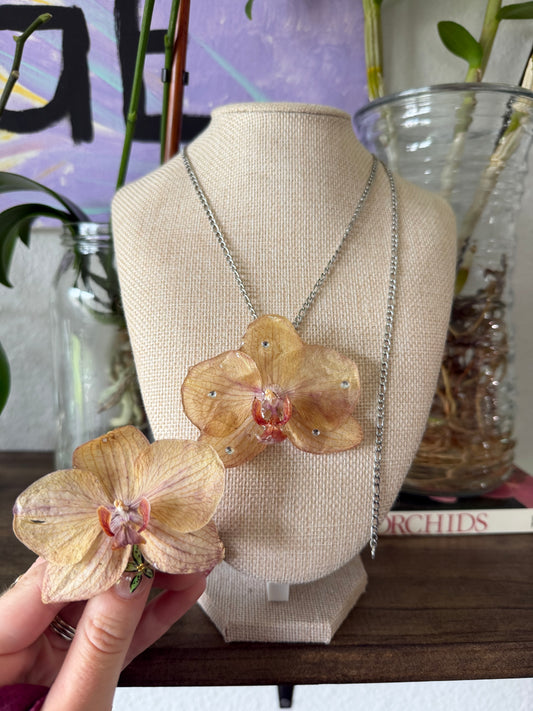Peach Orchid Bling Necklace