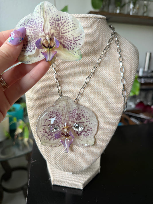 Bling Orchid Necklace - 304 Stainless Steel Hypoallergenic