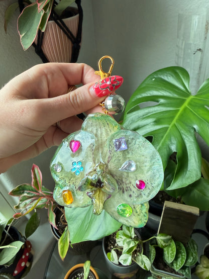 Lime Speckle Orchid Disco Bloom Purse Charm