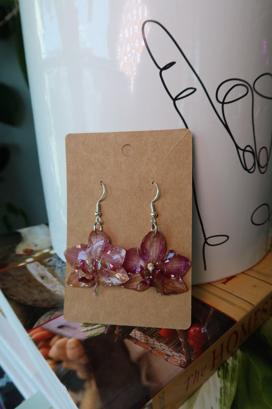 Purple Orchid Bloom Earrings