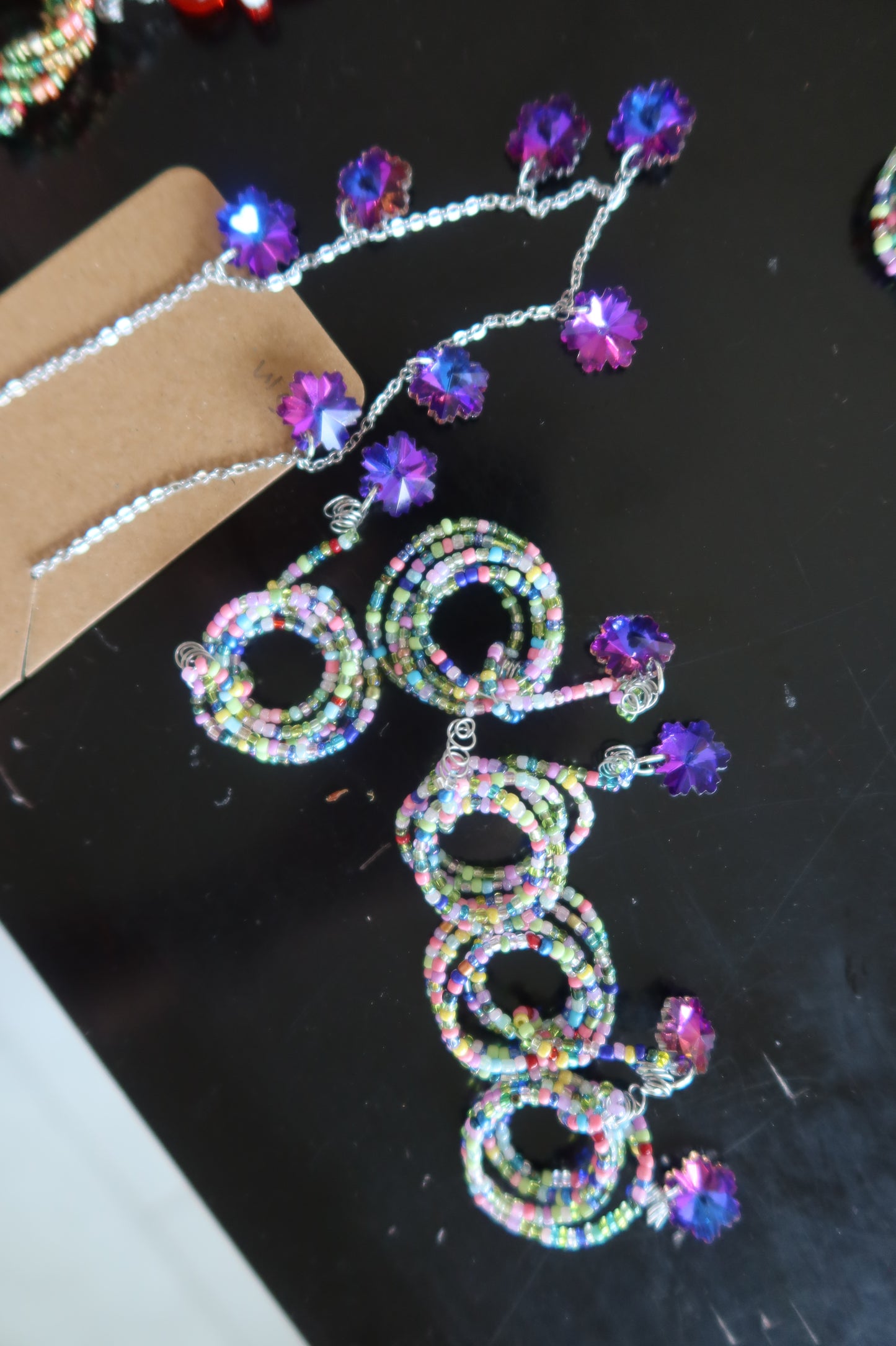 Purple Glass Snowflake Necklace - Winter Collection