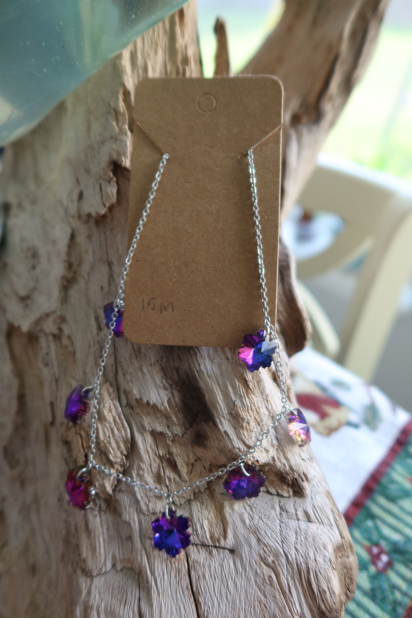 Purple Glass Snowflake Necklace - Winter Collection