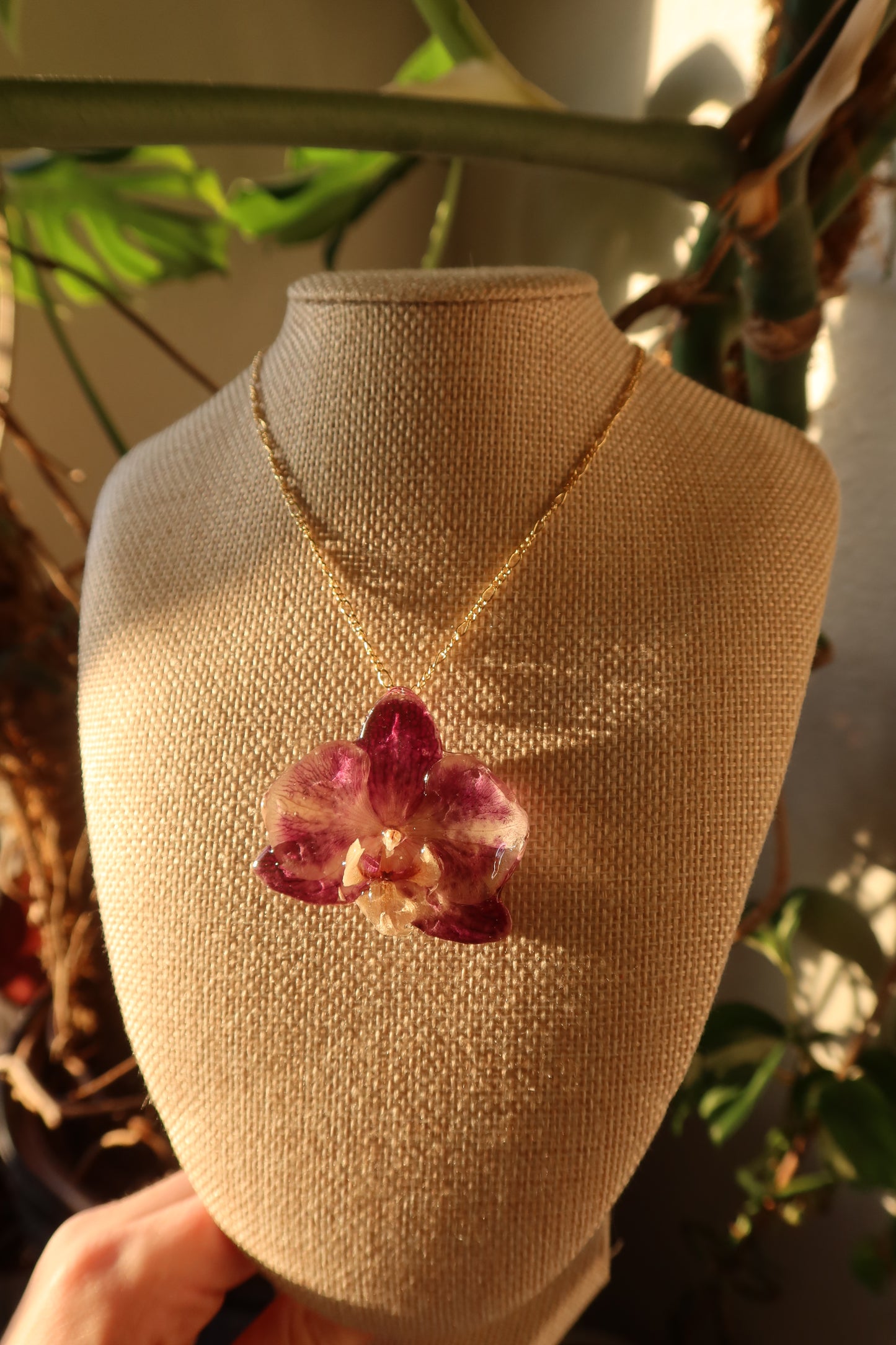Spotted Purple Orchid Bloom Necklace