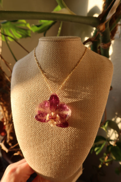 Spotted Purple Orchid Bloom Necklace