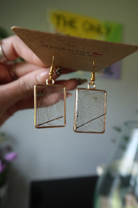 Skeleton Leaf Resin Earrings