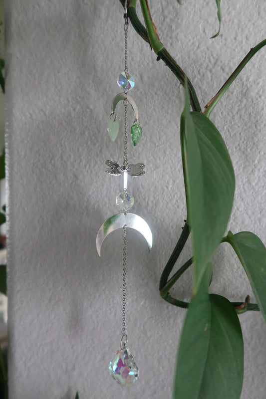 Dragonfly Moon Crystal Suncatcher
