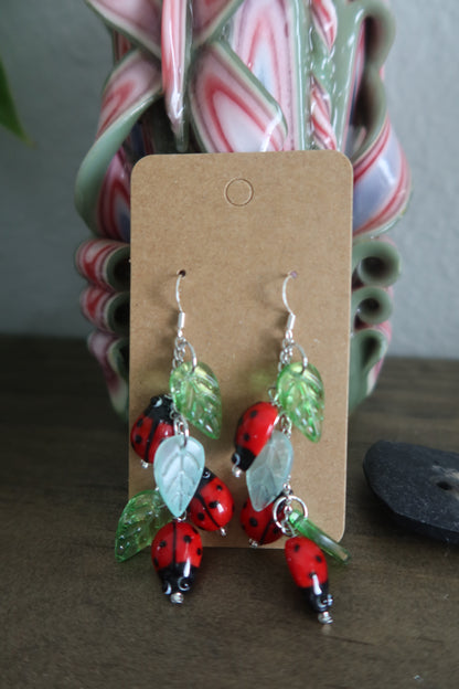 Ladybug Garden Earrings - Silver or Gold