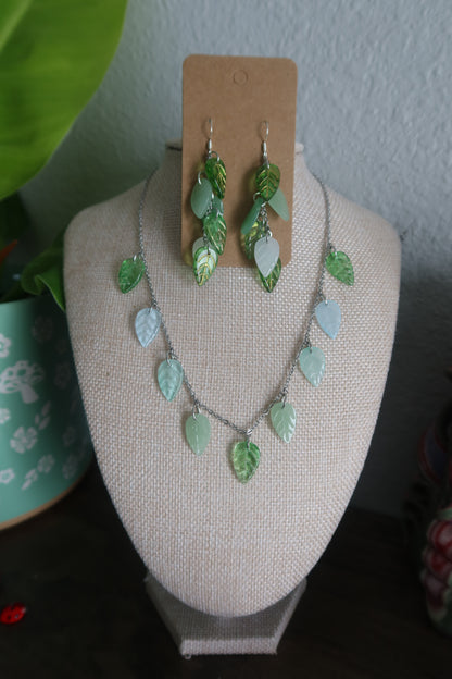 Classic Green Leaf Necklace - Silver or Gold