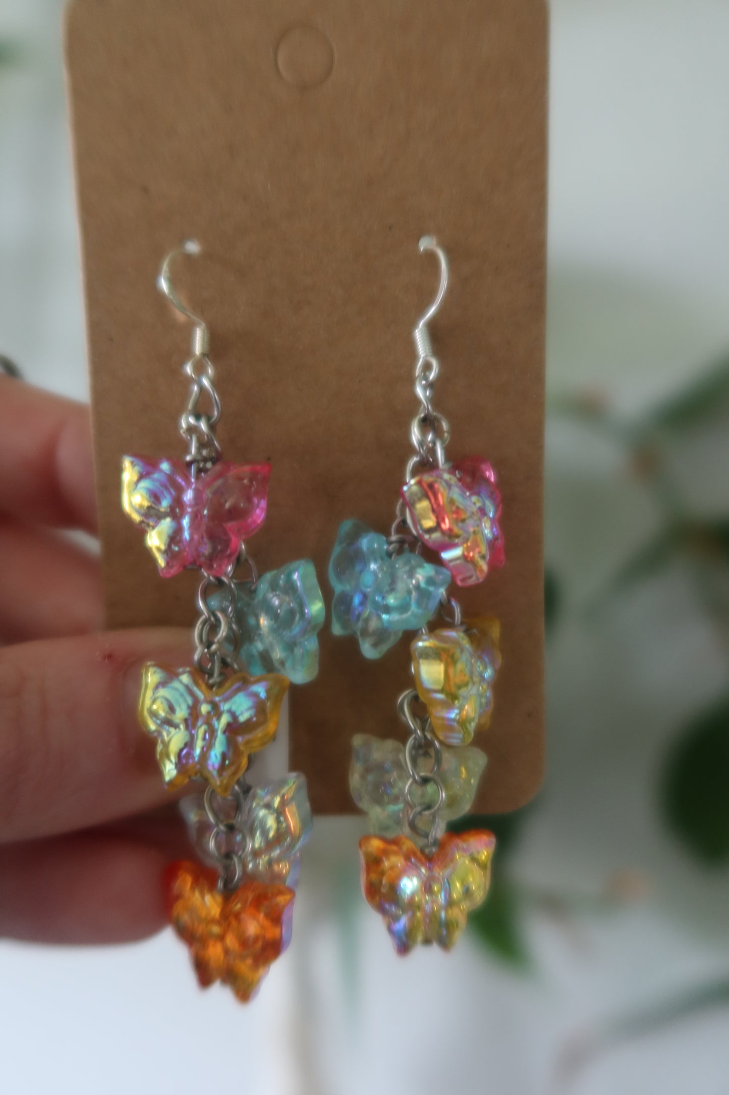 Iridescent Butterfly Dangle Earrings