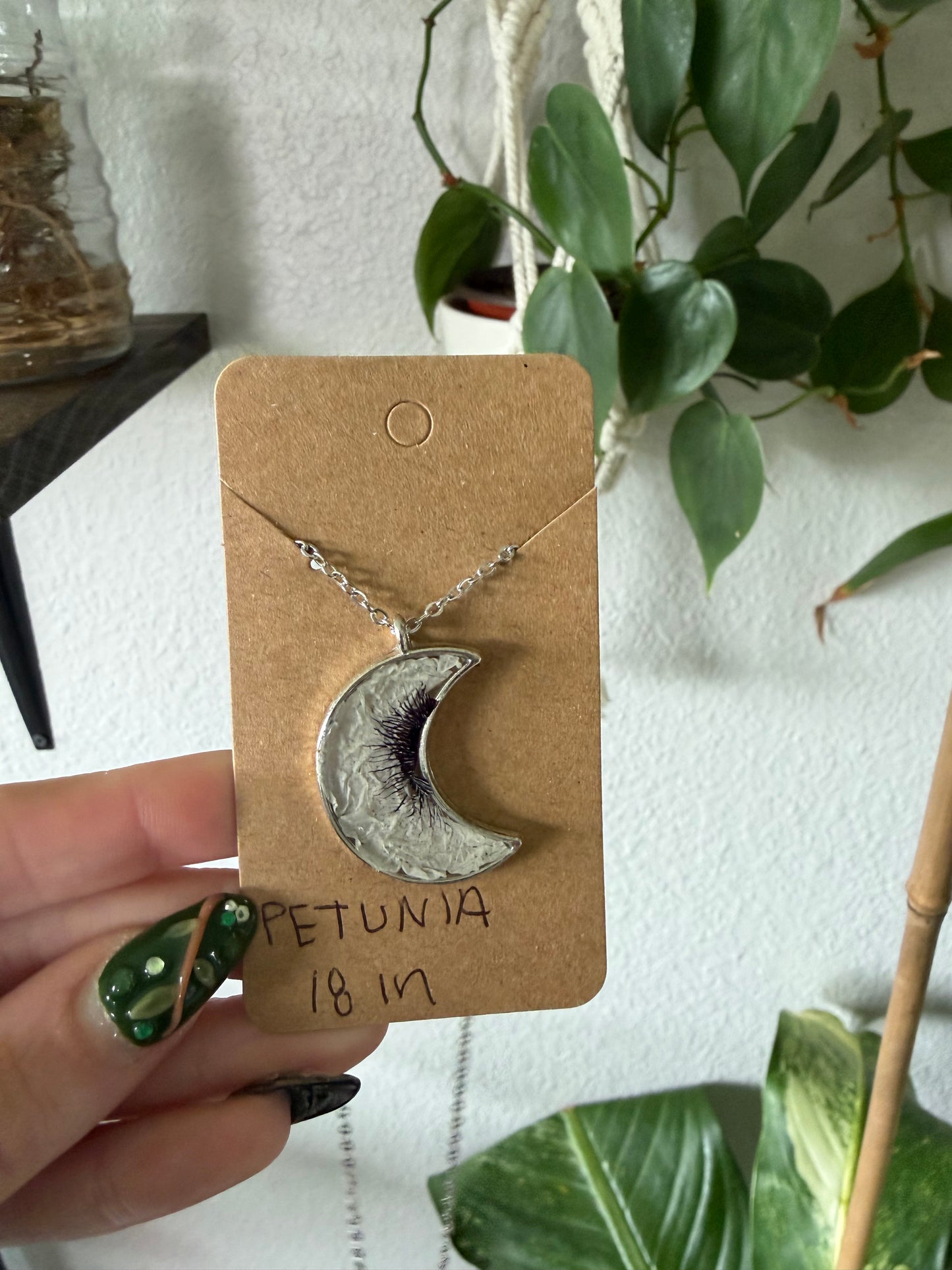 Petunia Moon Necklace in Silver