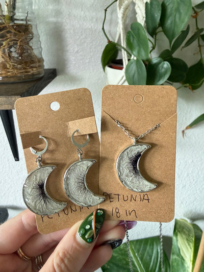 Petunia Moon Necklace in Silver