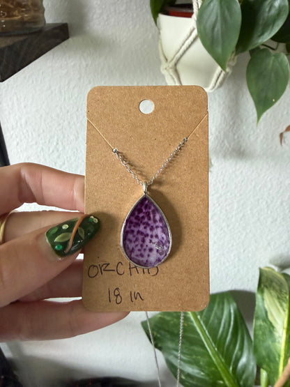 Orchid Teardrop Necklace in Silver