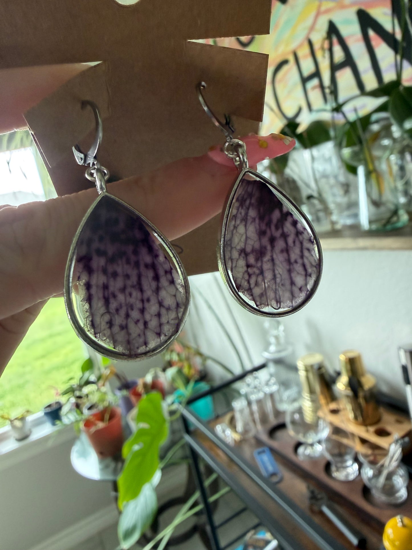 Orchid Teardop Earrings in Silver